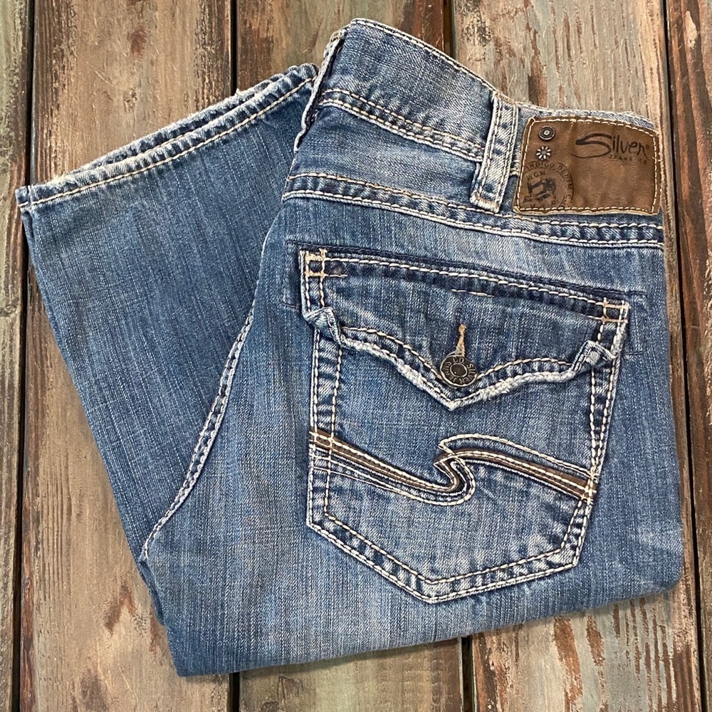 Silver Jeans 34x32 Nash Straight Leg 30” Inseam Mens Cotton Jeans Flap Pockets - Picture 2 of 14